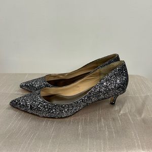 NEW Badgley Mischka Madison II Glitter Kitten Heels, size 6.